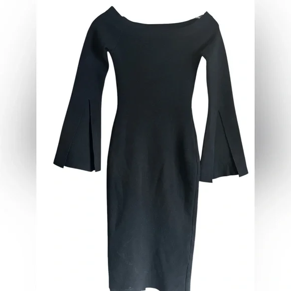 Ever New Melbourne Dress, black bodycon, midi, flare sleeve, size 2us, 6au - Picture 6 of 7